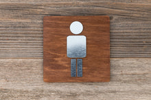 Załaduj obraz do przeglądarki galerii, Wooden Restroom Door Signs with faux Metal Insert