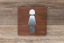 Załaduj obraz do przeglądarki galerii, Wooden Restroom Door Signs with faux Metal Insert