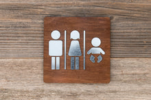 Załaduj obraz do przeglądarki galerii, Wooden Restroom Door Signs with faux Metal Insert