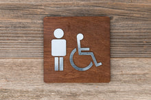Załaduj obraz do przeglądarki galerii, Wooden Restroom Door Signs with faux Metal Insert
