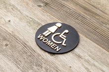 Load image into Gallery viewer, Round Women & Handicapped Restroom Door Sign