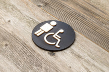 Load image into Gallery viewer, Round Men & Handicapped Restroom Door Sign