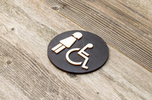 Load image into Gallery viewer, Round Women & Handicapped Restroom Door Sign