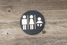 Załaduj obraz do przeglądarki galerii, Round Toilet Door Sign. Wooden Rustic Restroom Signs Set.