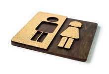 Załaduj obraz do przeglądarki galerii, Unisex Wood & Cork Toilet Door Sign