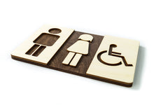 Załaduj obraz do przeglądarki galerii, Men / Women and Disabled Toilet Door Sign