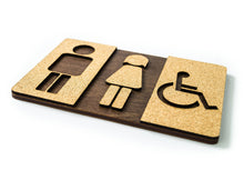 Załaduj obraz do przeglądarki galerii, Wood & Cork Unisex and Disabled Toilet Door Sign