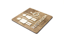 Załaduj obraz do przeglądarki galerii, Men / Women / Disabled Restroom. Toilet Door Sign With Grade 2 Braille.