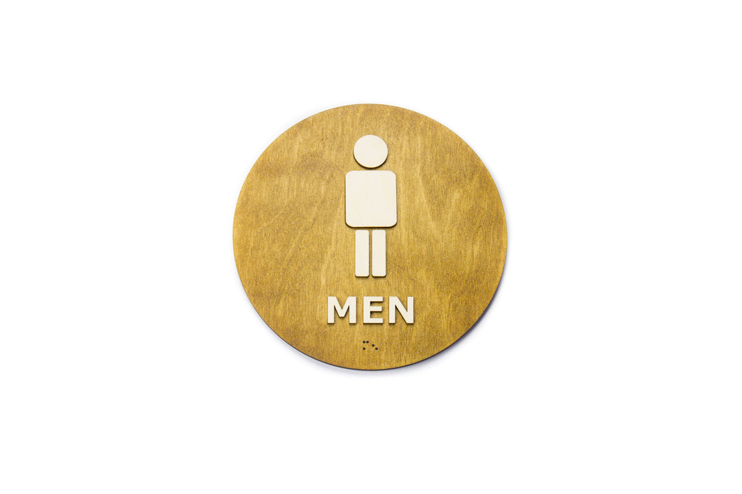 Men Toilet Door Sign With Braille Dots