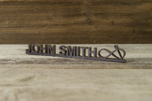 Załaduj obraz do przeglądarki galerii, Personalised Wooden Desk Name Plate. Infinity Anchor. Custom last name plate.