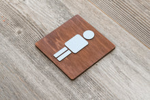 Załaduj obraz do przeglądarki galerii, Wooden Men Restroom Door Signs with faux Metal Insert