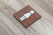 Załaduj obraz do przeglądarki galerii, Wooden Women Restroom Door Signs with faux Metal Insert
