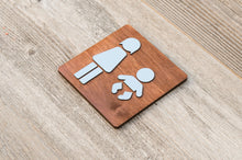 Load image into Gallery viewer, Wooden Women & Baby Restroom Door Signs with faux Metal Insert