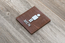 Załaduj obraz do przeglądarki galerii, Wooden Men Restroom Door Signs with faux Metal Insert