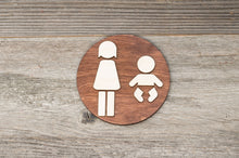 Load image into Gallery viewer, Round Women & Baby Changing Station Restroom Door Sign
