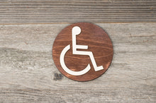 Załaduj obraz do przeglądarki galerii, Round Wooden Handicapped Restroom Door Sign