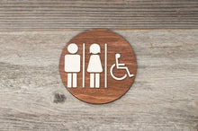Załaduj obraz do przeglądarki galerii, Round Unisex & Handicapped Restroom Door Sign