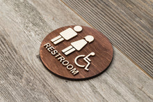 Załaduj obraz do przeglądarki galerii, Round Unisex & Handicapped Restroom Door Sign