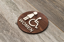 Load image into Gallery viewer, Round Women & Handicapped Restroom Door Sign