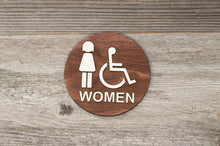 Load image into Gallery viewer, Round Women & Handicapped Restroom Door Sign