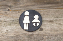 Load image into Gallery viewer, Round Women & Baby Changing Station Restroom Door Sign