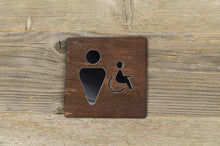 Załaduj obraz do przeglądarki galerii, Men & Handicapped Restroom Door Sign With Mirror Insert