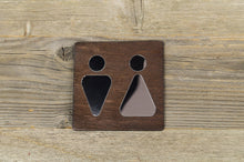 Załaduj obraz do przeglądarki galerii, Unisex Restroom Door Sign With Mirror Insert