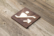 Załaduj obraz do przeglądarki galerii, Escalator up wooden sign. Automated stairs plate.