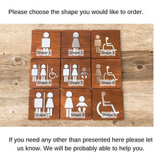 Załaduj obraz do przeglądarki galerii, Wooden Restroom Door Signs with faux Metal Insert