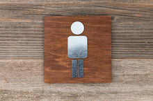 Załaduj obraz do przeglądarki galerii, Wooden Men Restroom Door Signs with faux Metal Insert