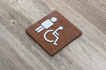 Load image into Gallery viewer, Wooden Men & Disabled Restroom Door Signs with faux Metal Insert