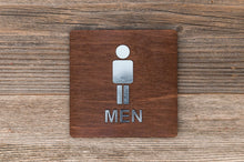 Załaduj obraz do przeglądarki galerii, Wooden Men Restroom Door Signs with faux Metal Insert
