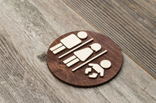 Załaduj obraz do przeglądarki galerii, Round Unisex & Baby Changing Station Restroom Door Sign