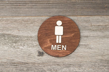 Załaduj obraz do przeglądarki galerii, Round Men Restroom Door Sign with Text