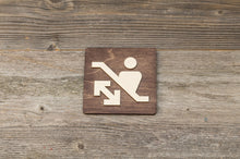 Załaduj obraz do przeglądarki galerii, Escalator up and down wooden sign. Automated stairs plate.
