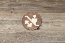 Load image into Gallery viewer, Round Escalator up and down wooden sign. Automated stairs plate.