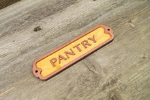 Load image into Gallery viewer, Any Text, Custom Door Sign. 12 inch wide. Retro Style. Covered with powdered brass.