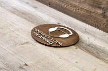 Załaduj obraz do przeglądarki galerii, Wear Hearing Protection. Safety Ear Muffs sign.