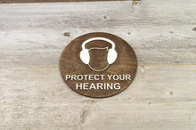 Załaduj obraz do przeglądarki galerii, Wear Hearing Protection. Safety Ear Muffs sign.