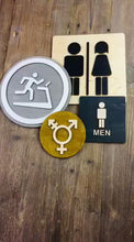 Load and play video in Gallery viewer, Round Women &amp; Handicapped Restroom Door Sign
