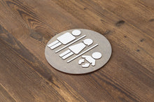 Load image into Gallery viewer, Round Unisex &amp; Baby Changing Station Restroom Door Sign
