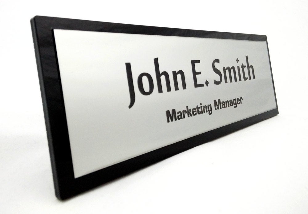 Personalized Acrylic Name Plate with matte aluminium effect.