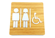 Load image into Gallery viewer, Natural Bamboo Toilet Door Sign With Acrylic Mirror Insert
