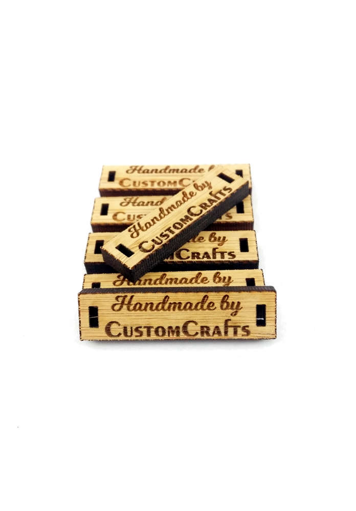 Set of 25 Wood Product Tags, Personalized Clothing Labels For Knitting and Craft, Sew On Tags