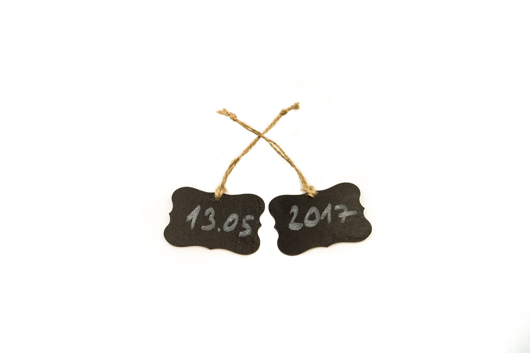 Set of 10 Chalkboard Tags. Wood Price Labels.