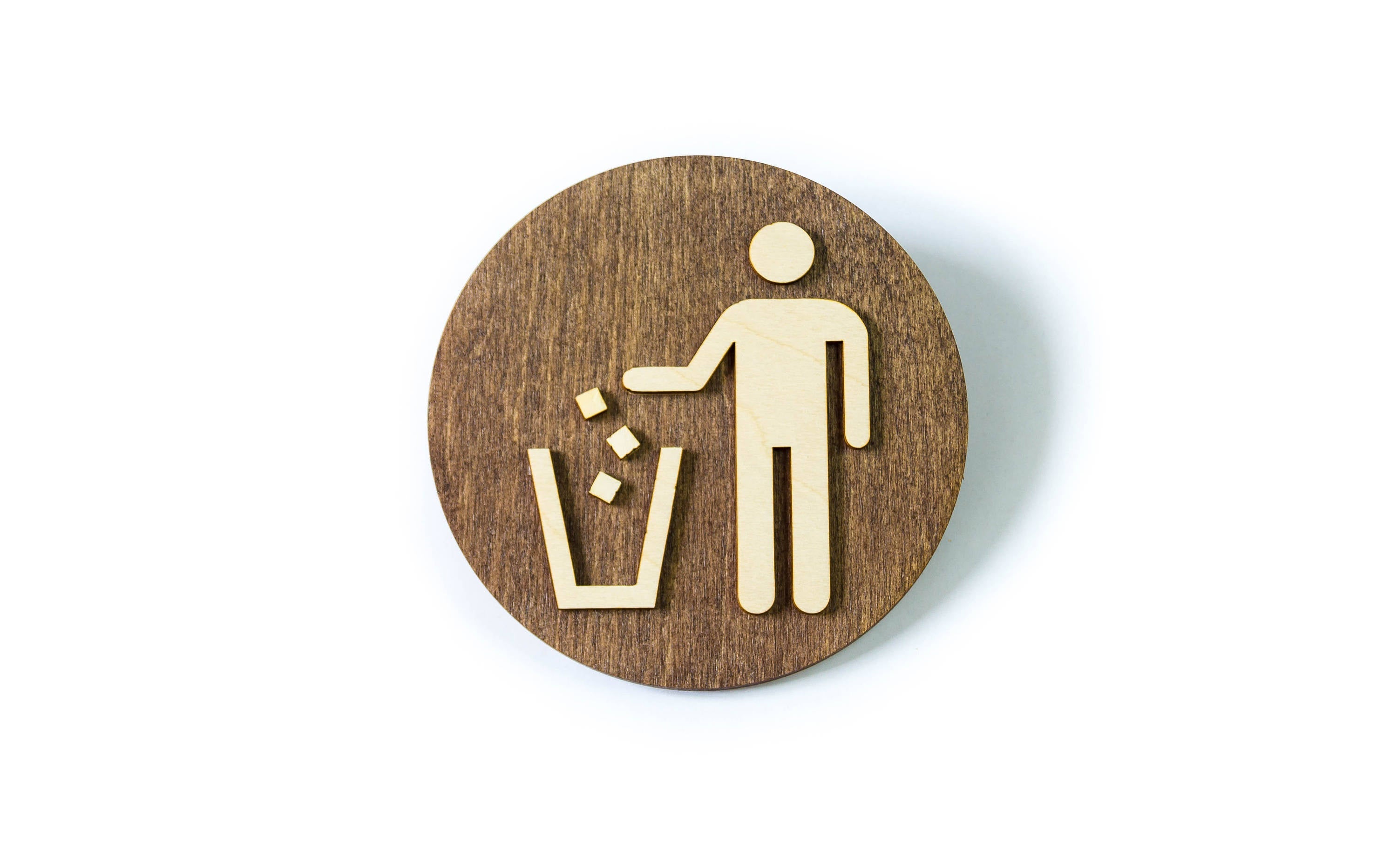Trash Bin, Garbage Door Sign – woodendoorsign.com by Etch.pl