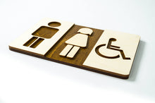 Załaduj obraz do przeglądarki galerii, Men / Women and Disabled Toilet Door Sign
