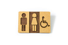 Load image into Gallery viewer, Wood &amp; Cork Unisex and Disabled Toilet Door Sign
