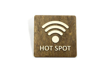 Załaduj obraz do przeglądarki galerii, Hot Spot, Wi-Fi, Internet Sign. Wooden door or wall sign.
