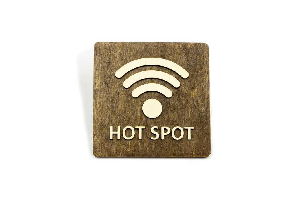 Hot Spot, Wi-Fi, Internet Sign. Wooden door or wall sign.
